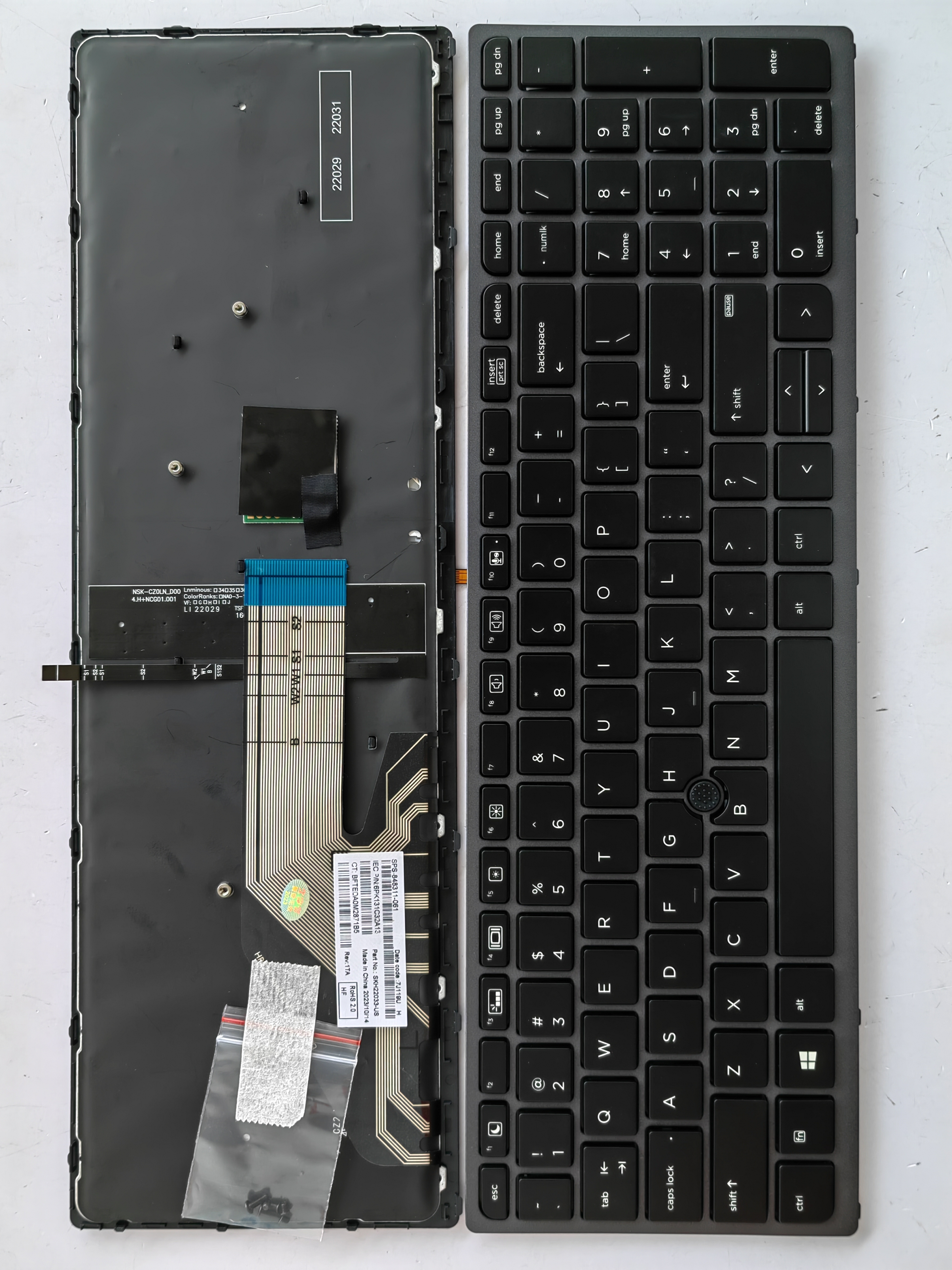 Picture of New Replacement Laptop Keyboard For HP ZBOOK15G3 GRAY FRAME BLACK With Point Backlit (OEM) US Layout